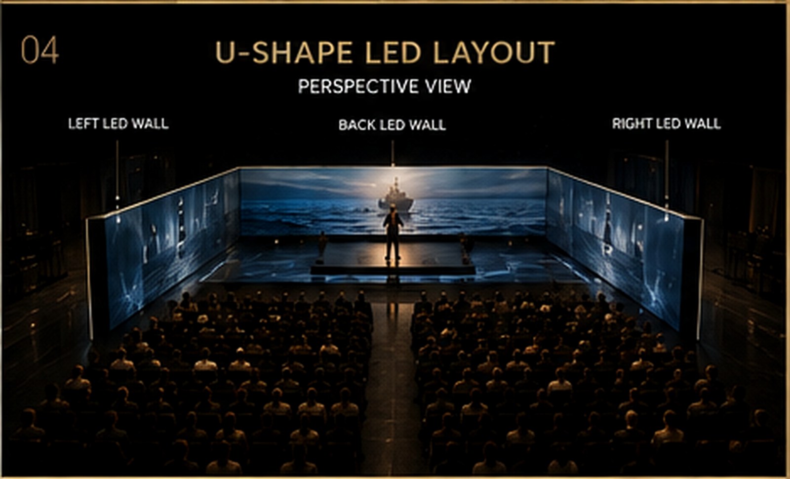 Three flat LED walls